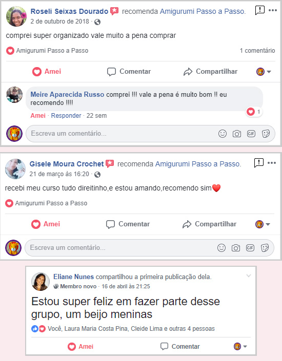 Depoimentos do facebook